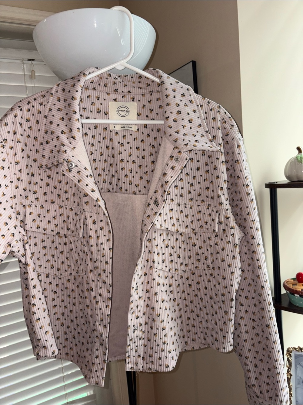 Light Pink Button-Front Shirt Jacket